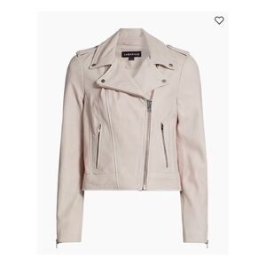 NWOT Anthropologie Lamarque Donna Iconic Leather Jacket In Pink Denim Size Small
